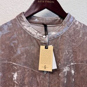 NWT Stetson Light Pink Velvet Snap Front Button Down Shirt